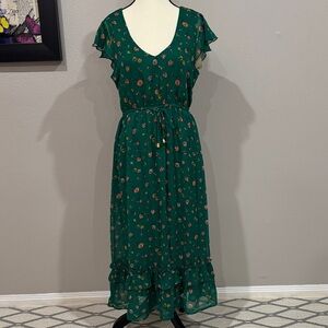 Indulge Green Floral Midi Dress